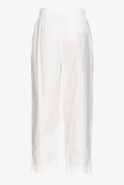 Pantalons|PINKO Pantalon En Mousseline De Coton Blanc Nimbus