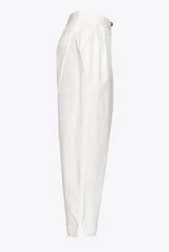 Pantalons|PINKO Pantalon En Mousseline De Coton Blanc Nimbus