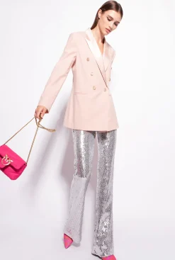 Tailleurs Et Ensembles|PINKO Pantalon Entierement Paillete Argent-Metallise