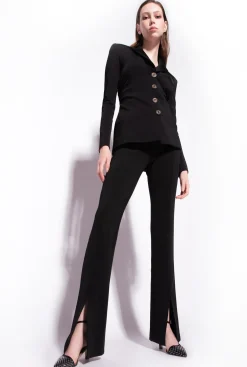 Tailleurs Et Ensembles|PINKO Pantalon Fendu Noir Limousine