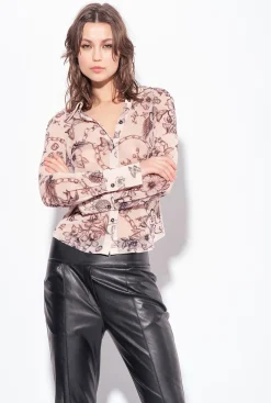 Pantalons|PINKO Pantalon Fendu Effet Cuir Noir Limousine