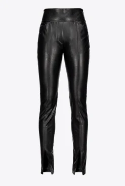 Pantalons|PINKO Pantalon Fendu Effet Cuir Noir Limousine