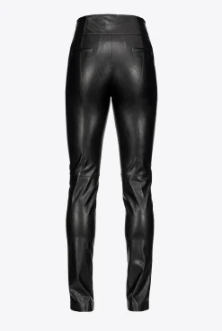 Pantalons|PINKO Pantalon Fendu Effet Cuir Noir Limousine