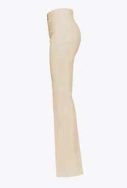 Tailleurs Et Ensembles|PINKO Pantalon Fendu En Bas Beige Amande Glacee
