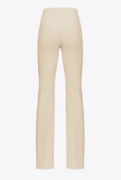 Tailleurs Et Ensembles|PINKO Pantalon Fendu En Bas Beige Amande Glacee