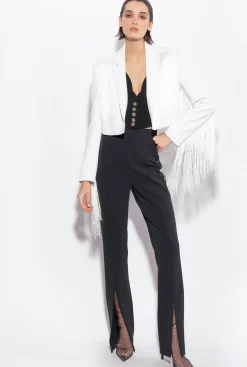 Pantalons|PINKO Pantalon Fendu En Bas Noir Limousine
