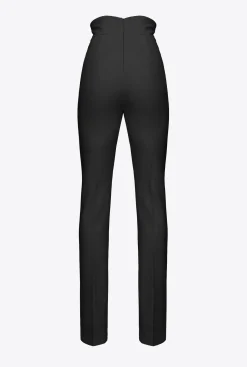 Pantalons|PINKO Pantalon Fendu En Bas Noir Limousine