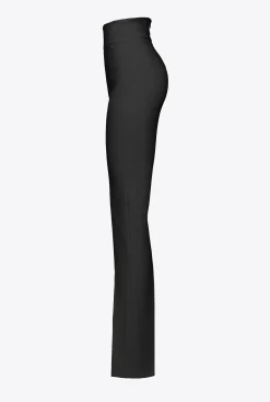 Pantalons|PINKO Pantalon Fendu En Bas Noir Limousine