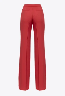 Tailleurs Et Ensembles|PINKO Pantalon Flare Brillant Rouge Formule 1