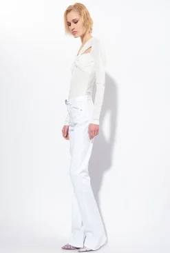 Jeans|PINKO Pantalon Flare En Bull De Coton Blanc Brill.