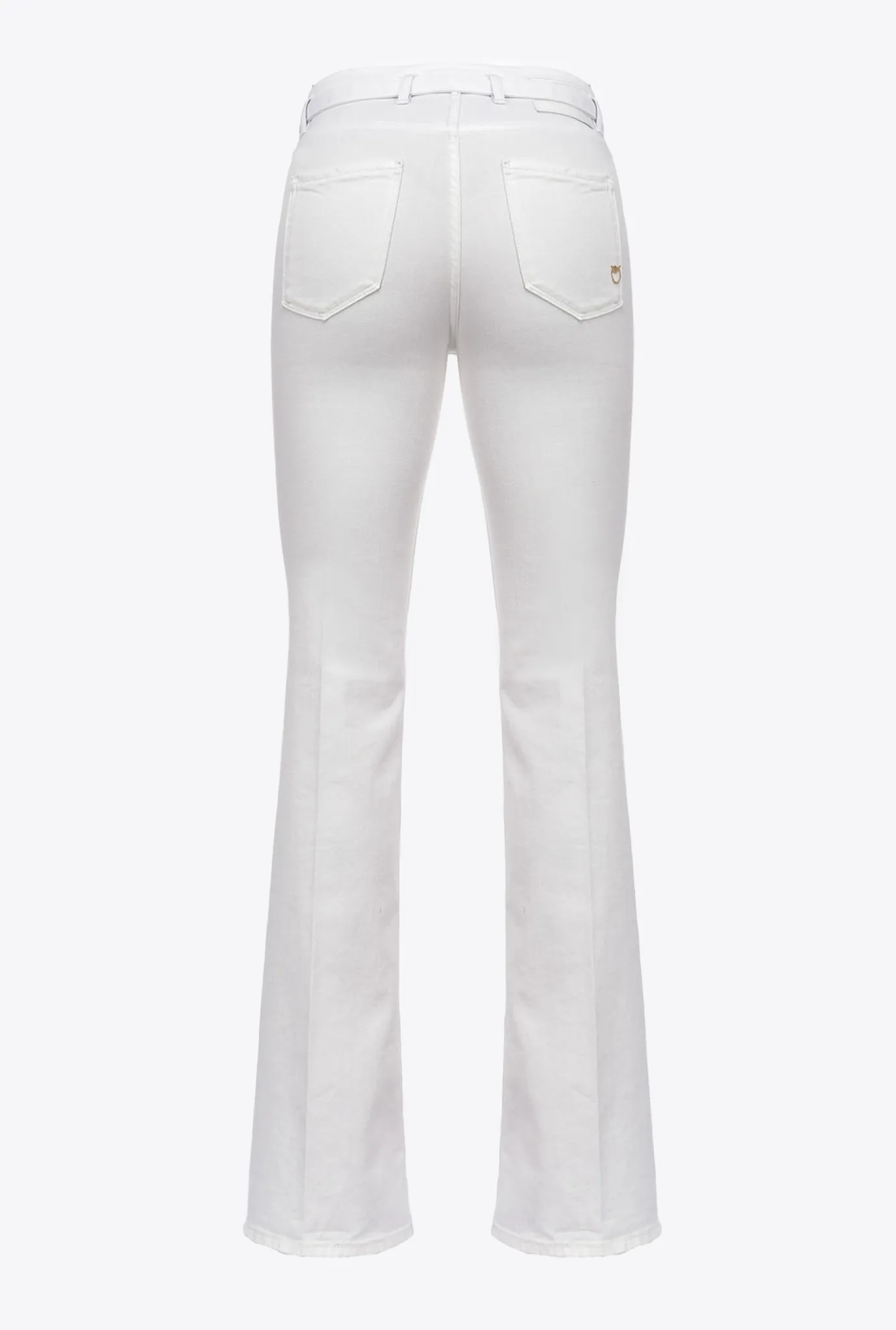Jeans|PINKO Pantalon Flare En Bull De Coton Blanc Brill.