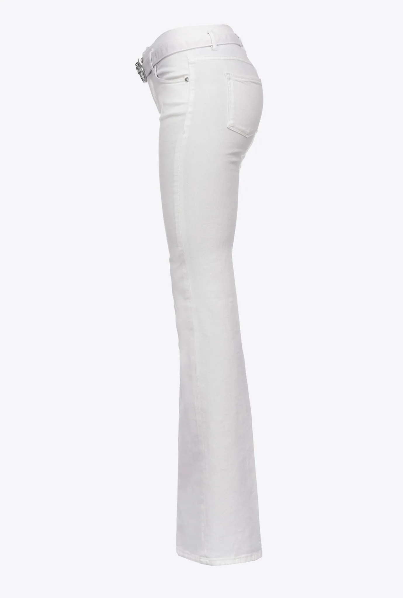 Jeans|PINKO Pantalon Flare En Bull De Coton Blanc Brill.
