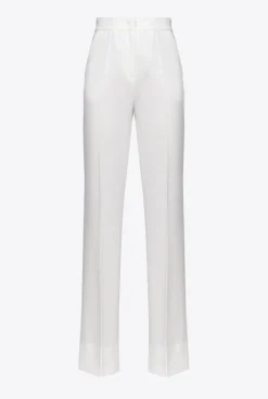 Tailleurs Et Ensembles|PINKO Pantalon Flare En Crepe De Polyester Blanc Lait