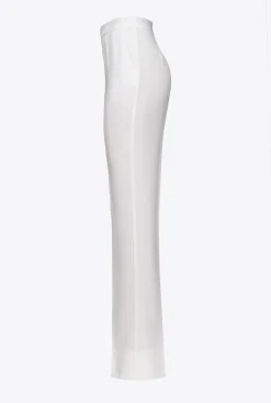 Tailleurs Et Ensembles|PINKO Pantalon Flare En Crepe De Polyester Blanc Lait