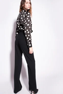 Pantalons|PINKO Pantalon Flare En Crepe De Polyester Noir Limousine