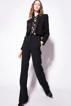 Pantalons|PINKO Pantalon Flare En Crepe De Polyester Noir Limousine