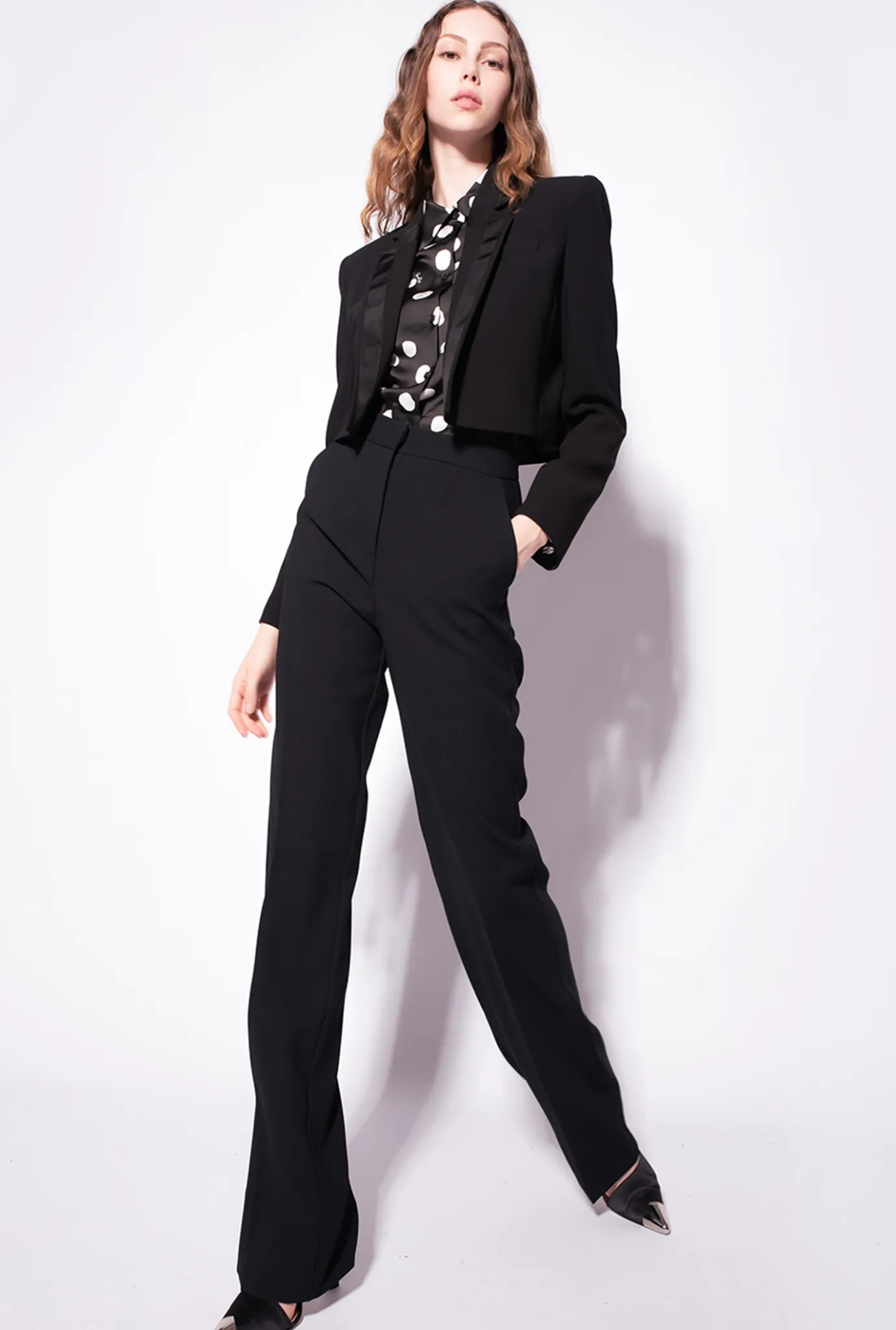 Pantalons|PINKO Pantalon Flare En Crepe De Polyester Noir Limousine