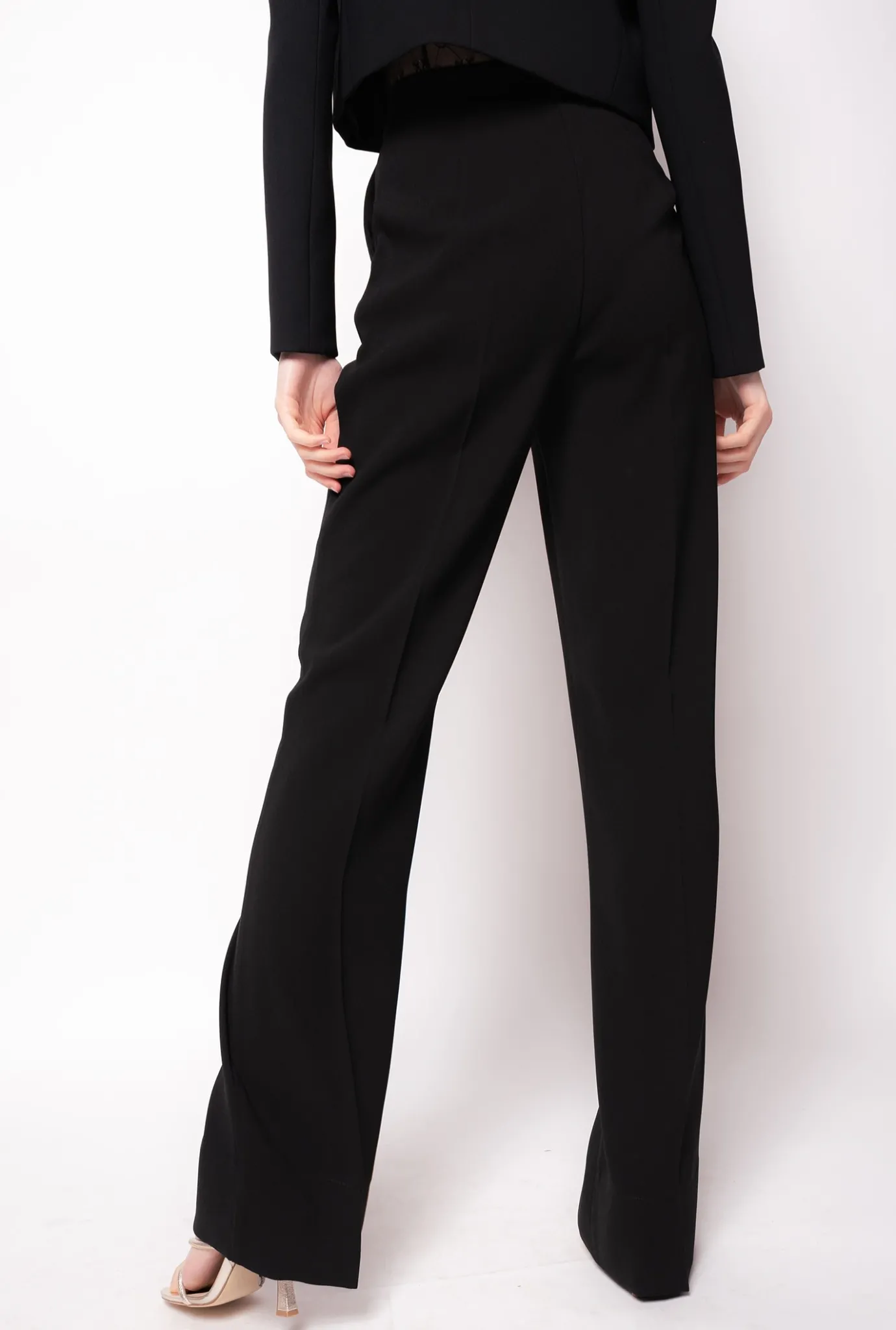 Pantalons|PINKO Pantalon Flare En Crepe De Polyester Noir Limousine