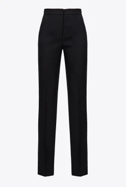 Pantalons|PINKO Pantalon Flare En Crepe De Polyester Noir Limousine