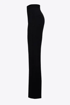 Pantalons|PINKO Pantalon Flare En Crepe De Polyester Noir Limousine