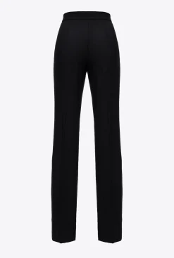 Pantalons|PINKO Pantalon Flare En Crepe De Polyester Noir Limousine