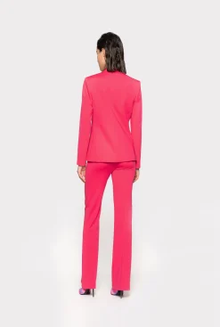 Tailleurs Et Ensembles|PINKO Pantalon Flare En Tissu Technique Stretch Rouge Framboise