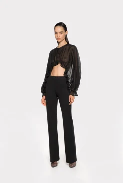 Pantalons|PINKO Pantalon Flare En Tissu Technique Stretch Noir Limousine