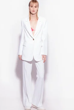 Tailleurs Et Ensembles|PINKO Pantalon Flare Stretch Blanc Nimbus