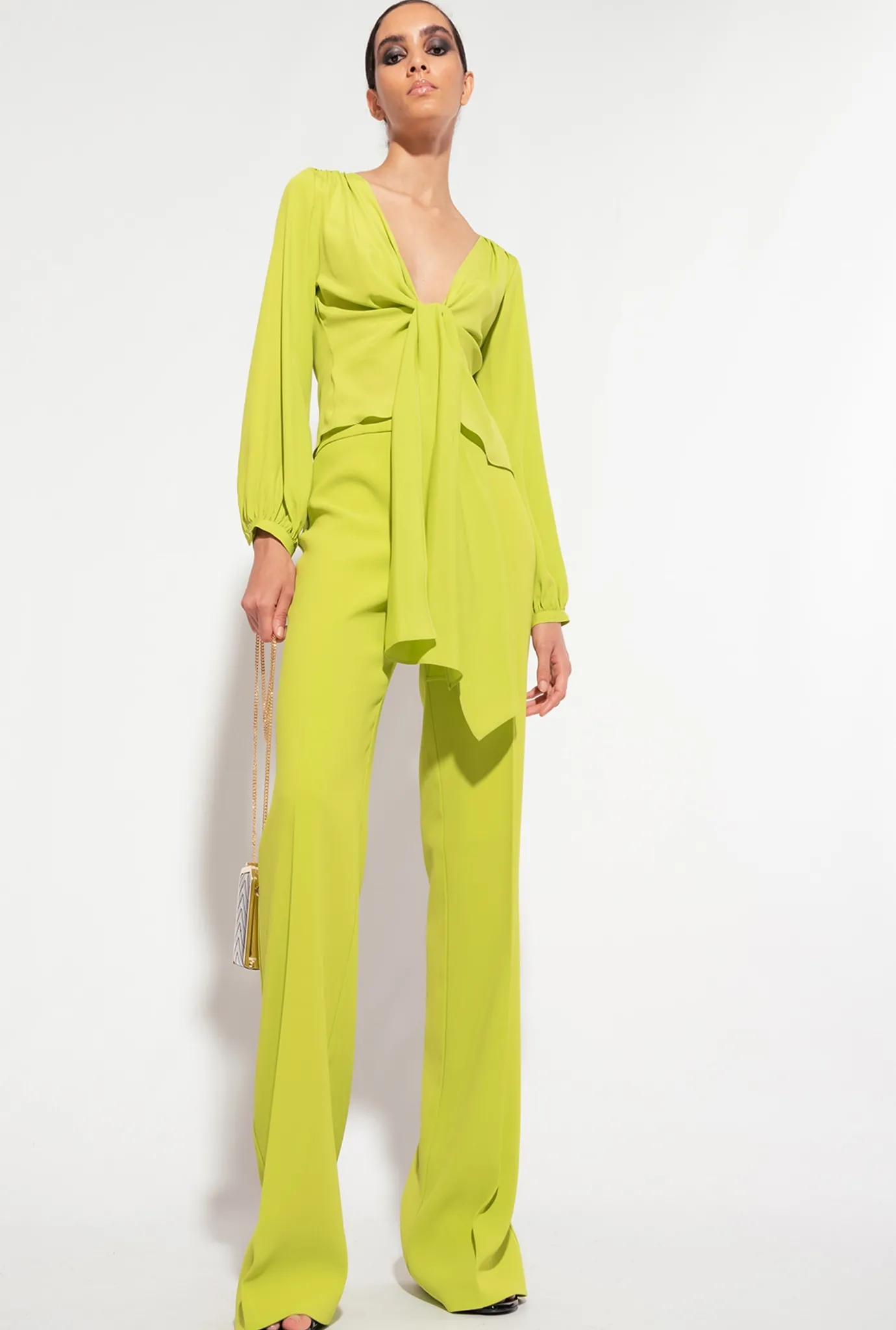Pantalons|PINKO Pantalon Flare Stretch Citron Vert