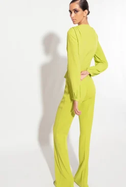 Pantalons|PINKO Pantalon Flare Stretch Citron Vert