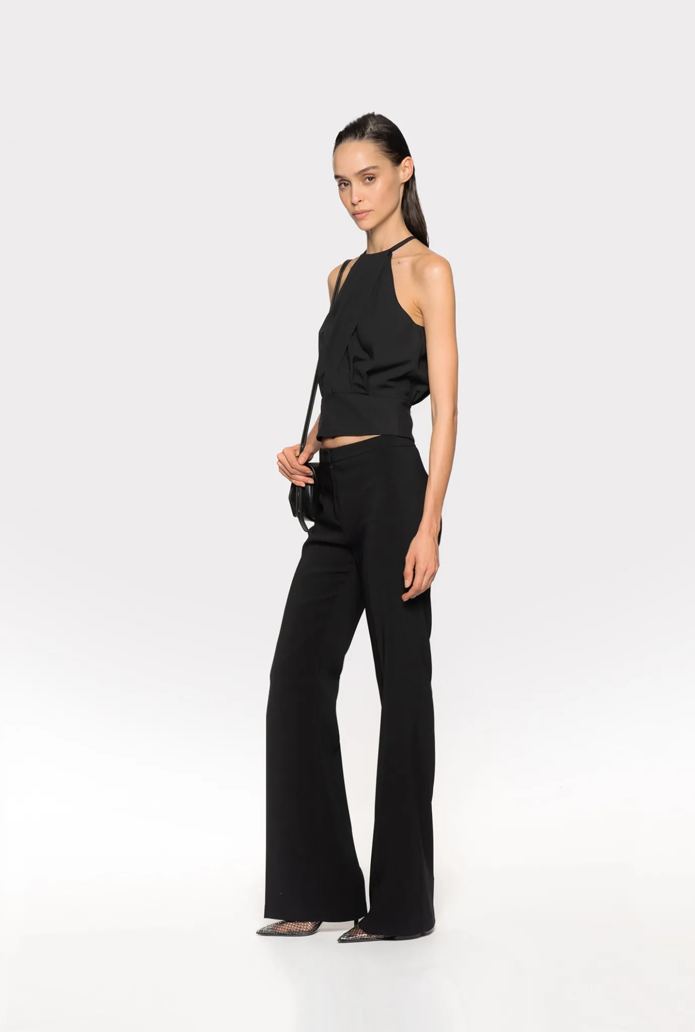 Tailleurs Et Ensembles|PINKO Pantalon Flare Stretch Noir Limousine