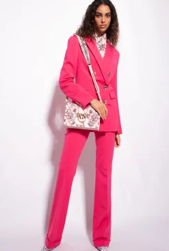 Tailleurs Et Ensembles|PINKO Pantalon Flare Taille Haute Rouge Framboise
