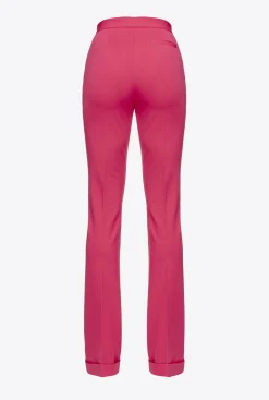 Tailleurs Et Ensembles|PINKO Pantalon Flare Taille Haute Rouge Framboise