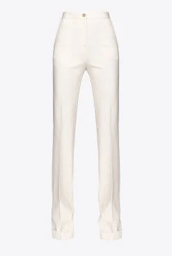 Pantalons|PINKO Pantalon Flare Taille Haute Rose Fume Blanc