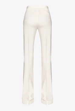 Pantalons|PINKO Pantalon Flare Taille Haute Rose Fume Blanc