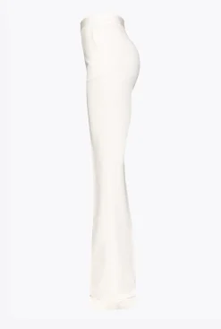 Pantalons|PINKO Pantalon Flare Taille Haute Rose Fume Blanc