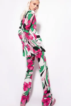 Pantalons|PINKO Pantalon Fluide A Imprime Floral Mult. Noir/Fuchsia