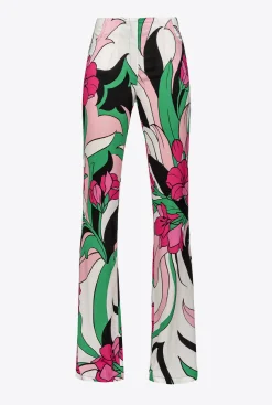Pantalons|PINKO Pantalon Fluide A Imprime Floral Mult. Noir/Fuchsia