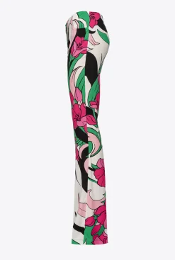 Pantalons|PINKO Pantalon Fluide A Imprime Floral Mult. Noir/Fuchsia