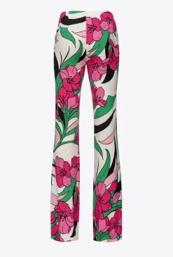 Pantalons|PINKO Pantalon Fluide A Imprime Floral Mult. Noir/Fuchsia