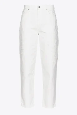 Jeans|PINKO Pantalon Mom Fit Dechire Blanc Brill.