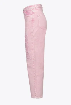 Jeans|PINKO Pantalon Mom Fit Dechire Rose Clair