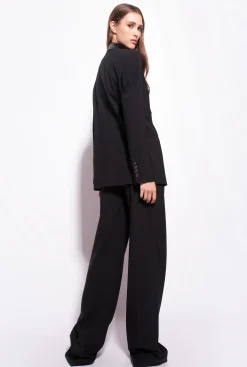 Tailleurs Et Ensembles|PINKO Pantalon Palazzo Ample Noir Limousine