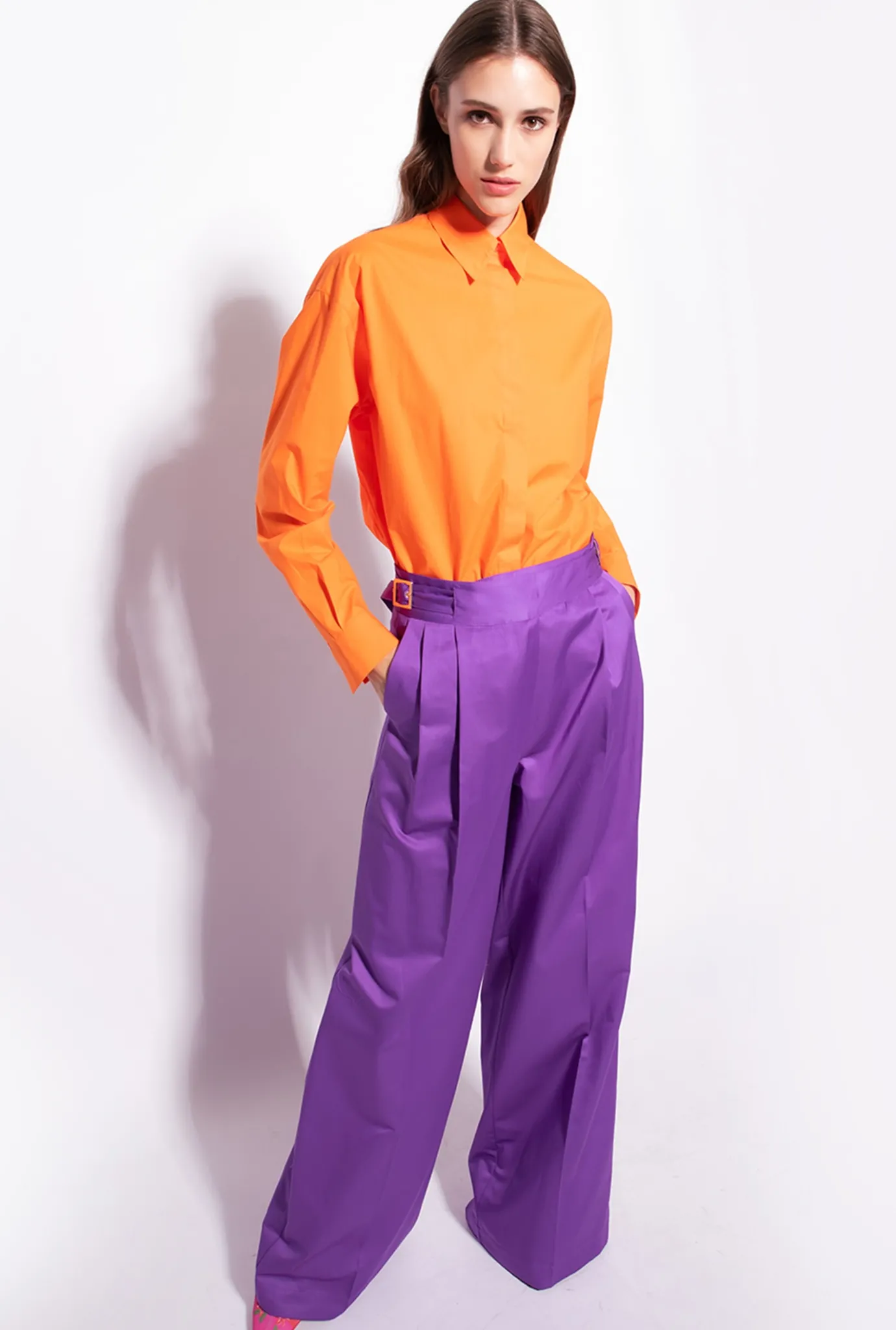 Pantalons|PINKO Pantalon Palazzo Avec Pattes A La Taille Violet Pride