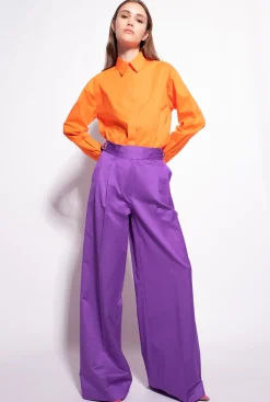 Pantalons|PINKO Pantalon Palazzo Avec Pattes A La Taille Violet Pride