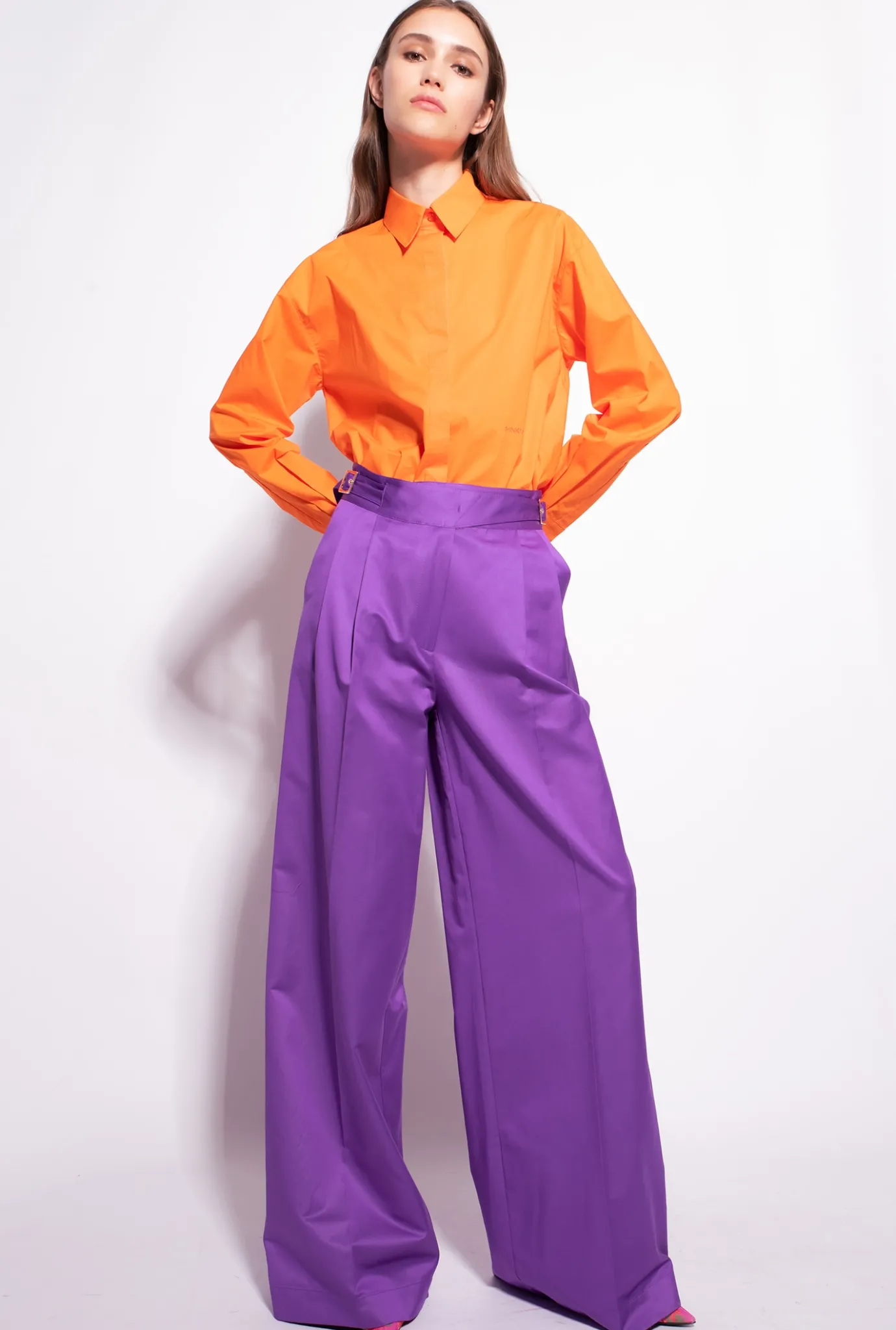 Pantalons|PINKO Pantalon Palazzo Avec Pattes A La Taille Violet Pride