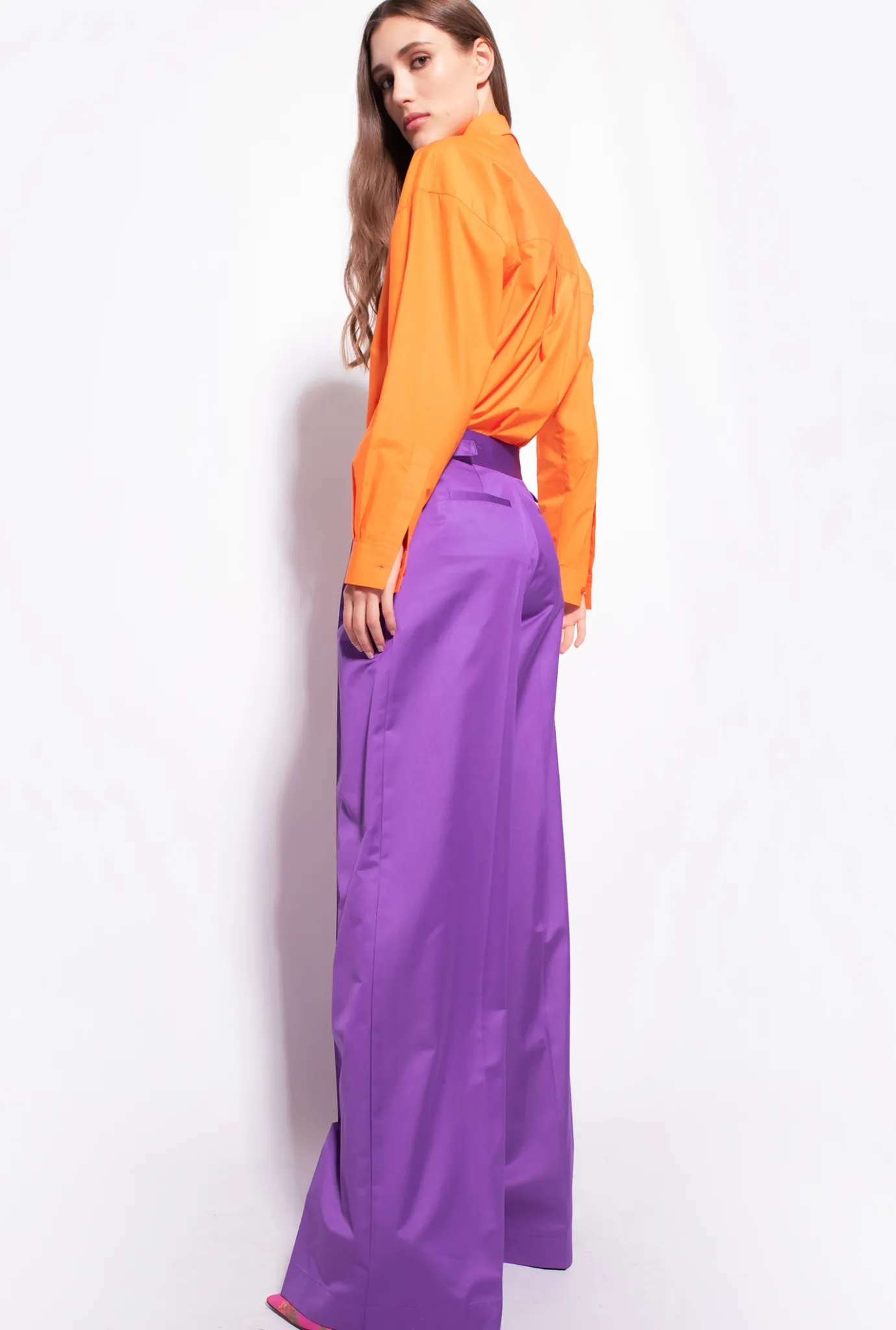 Pantalons|PINKO Pantalon Palazzo Avec Pattes A La Taille Violet Pride