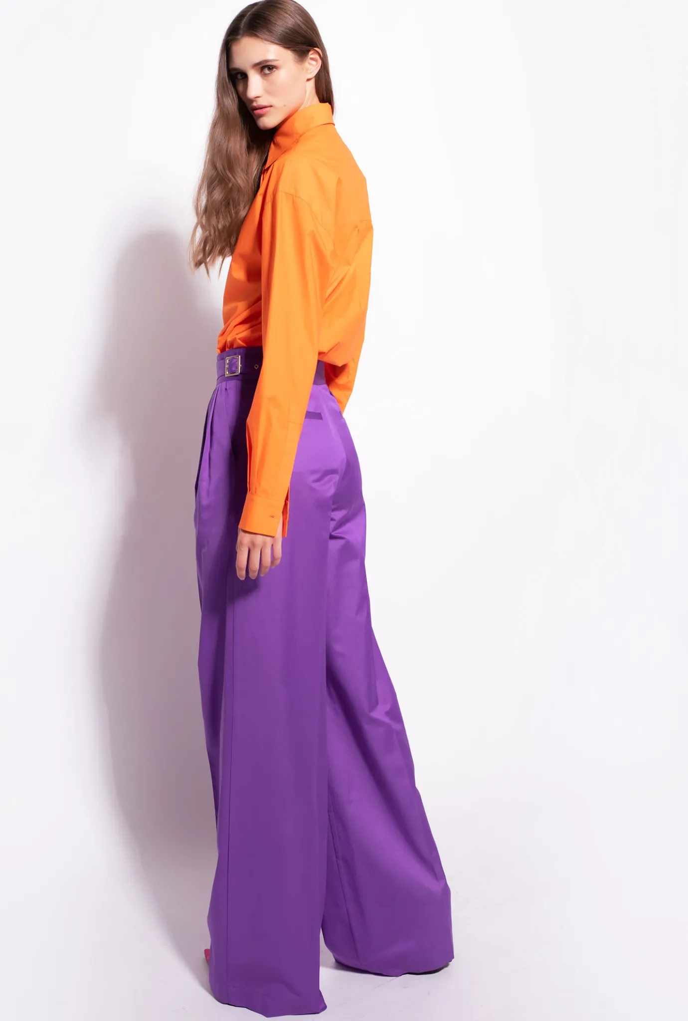 Pantalons|PINKO Pantalon Palazzo Avec Pattes A La Taille Violet Pride