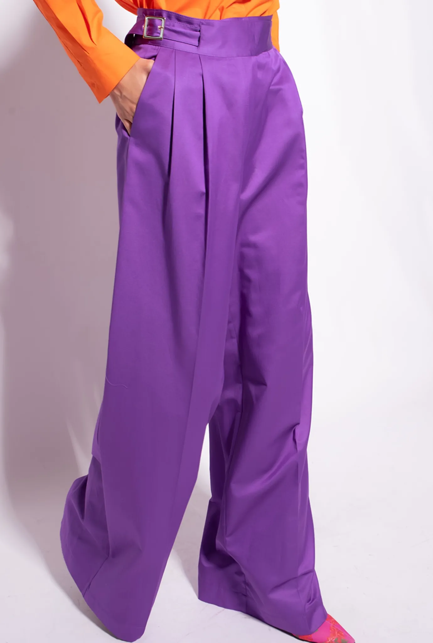 Pantalons|PINKO Pantalon Palazzo Avec Pattes A La Taille Violet Pride