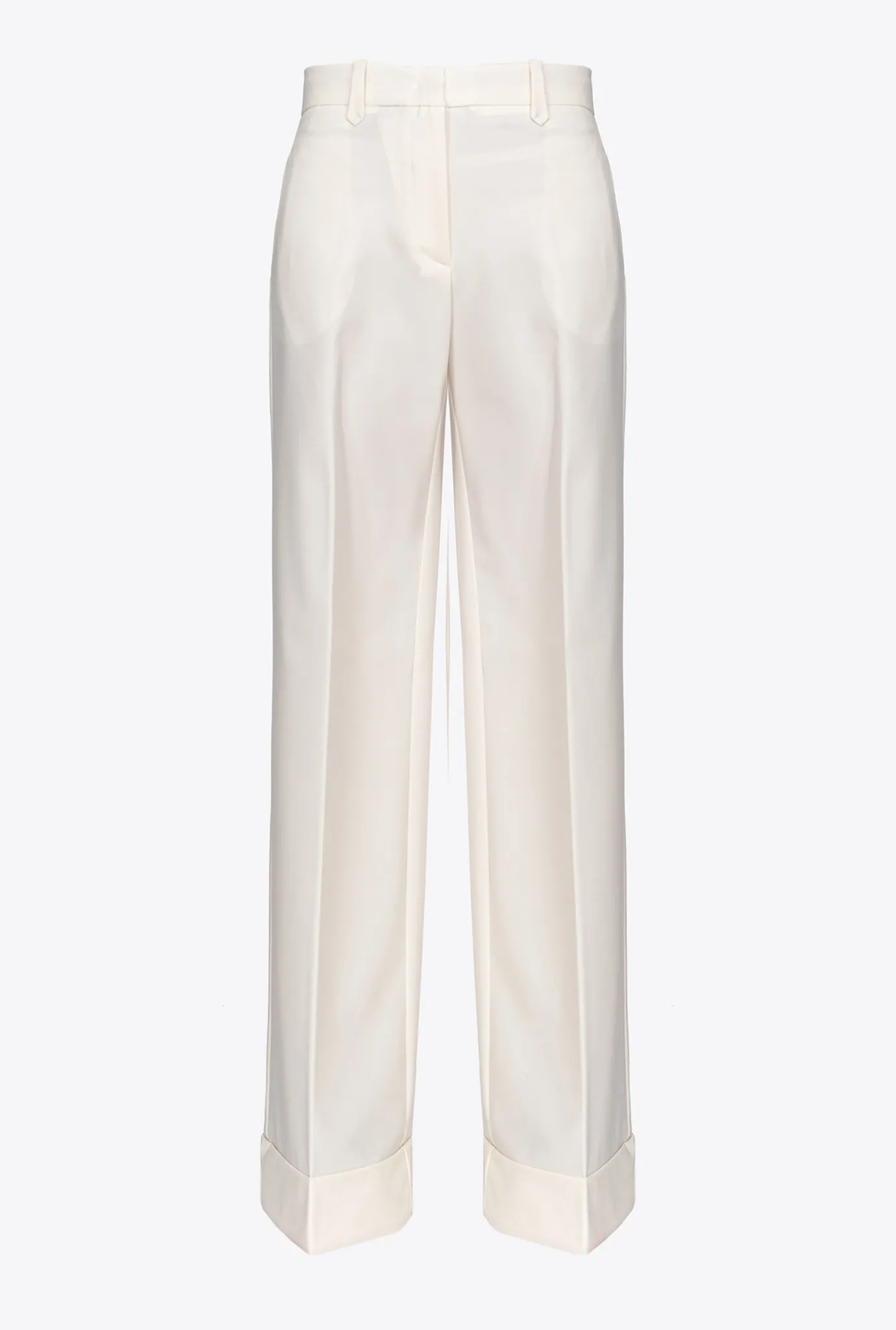 Tailleurs Et Ensembles|PINKO Pantalon Palazzo Taille Haute Blanc-Glace A La Vanille